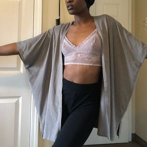 Suede pull-over poncho cardigan